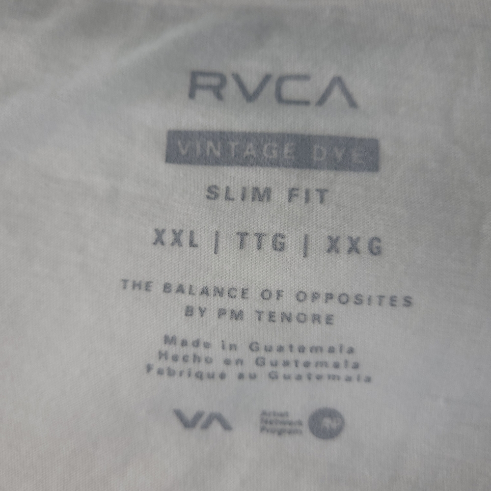 RVCA Men's White Vintage Dye Slim Fit T-Shirt - Size: 2X- NWT - Picture 7 of 8
